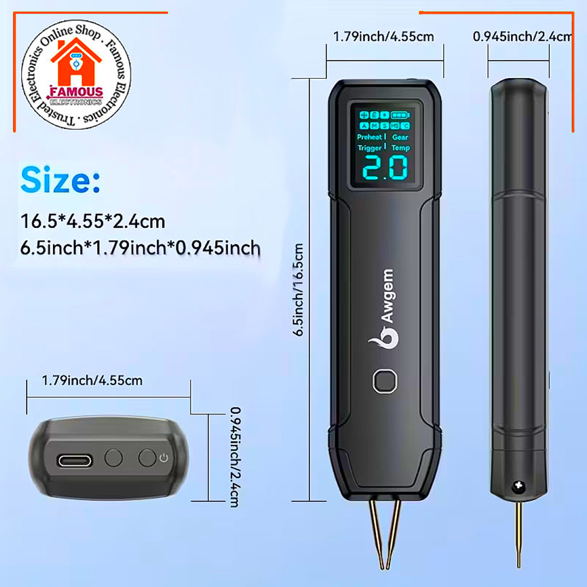 Awgem SH2 Portable Mini Spot Welder Adjustable Spot Welding Machine for Lithium Battery_img_2