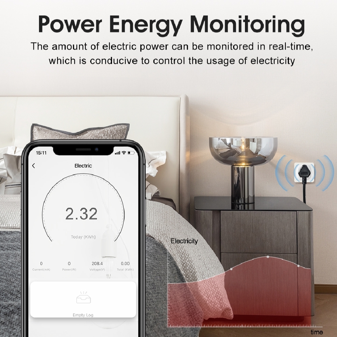 WiFi Smart Socket - 16A air conditioner 3 pin plug with power monitor-voice, timing -for Tuya, Google Home, Alexa_img_3