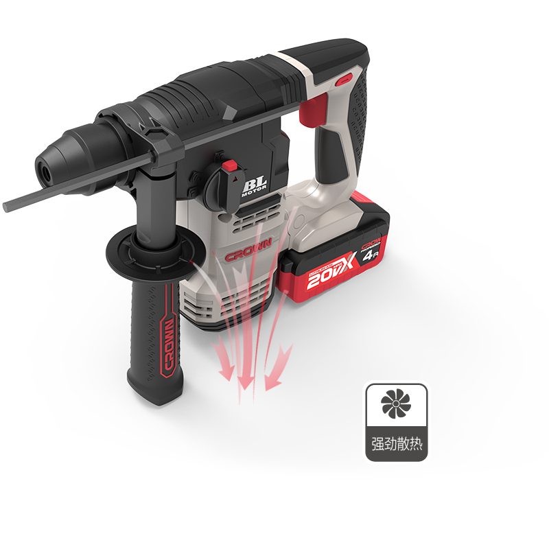 CROWN,CT28001HX,20V Professional Cordless Brushless Rotary Hammer with battery & Charger, 4.0Ah, 20mm; CT28001HX-4 BMC_img_5