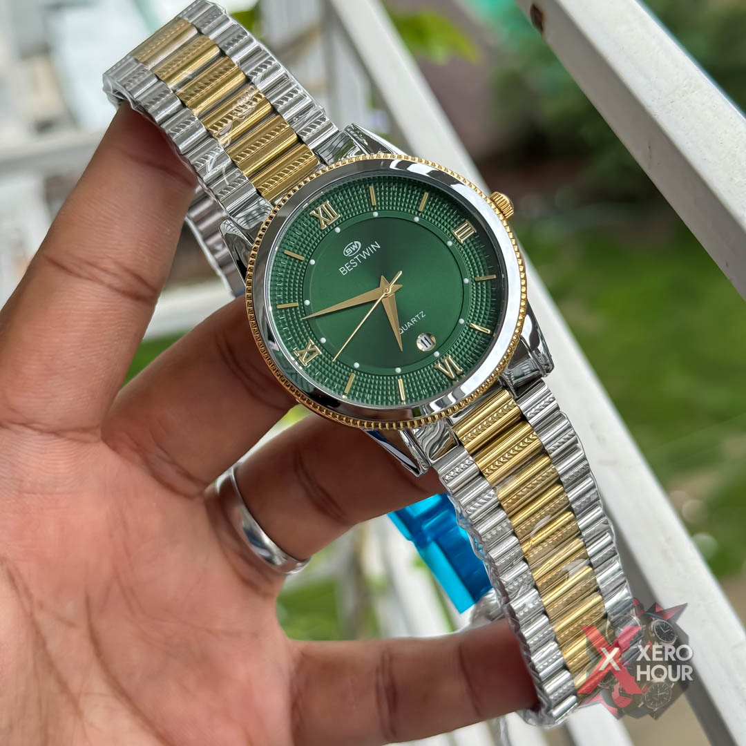 Bestwin BW232 || Formal Watch || Dual Tone Green Dial_img_2