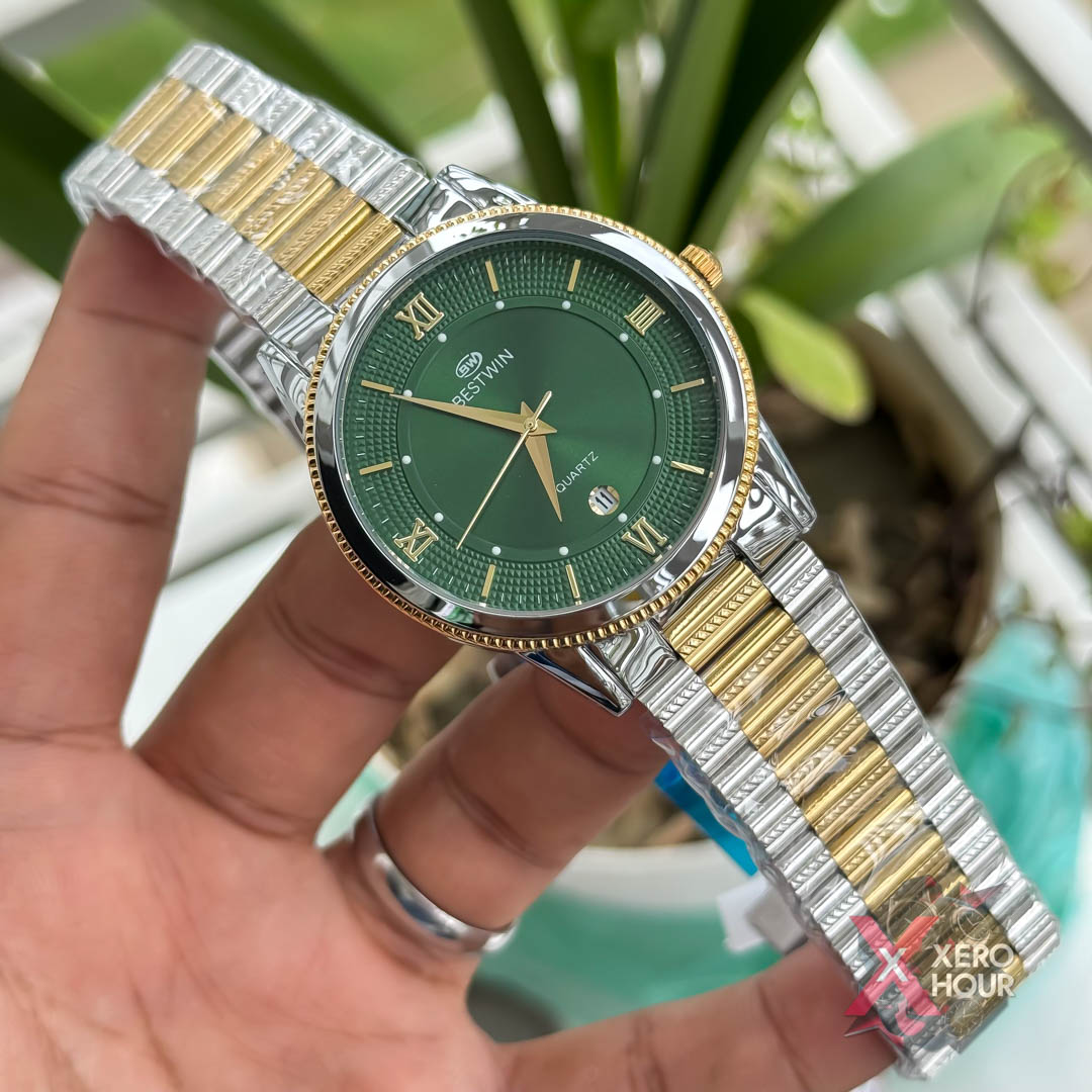 Bestwin BW232 || Formal Watch || Dual Tone Green Dial