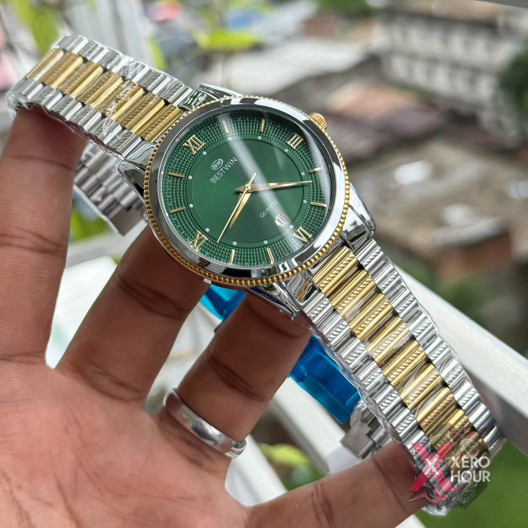 Bestwin BW232 || Formal Watch || Dual Tone Green Dial_img_4