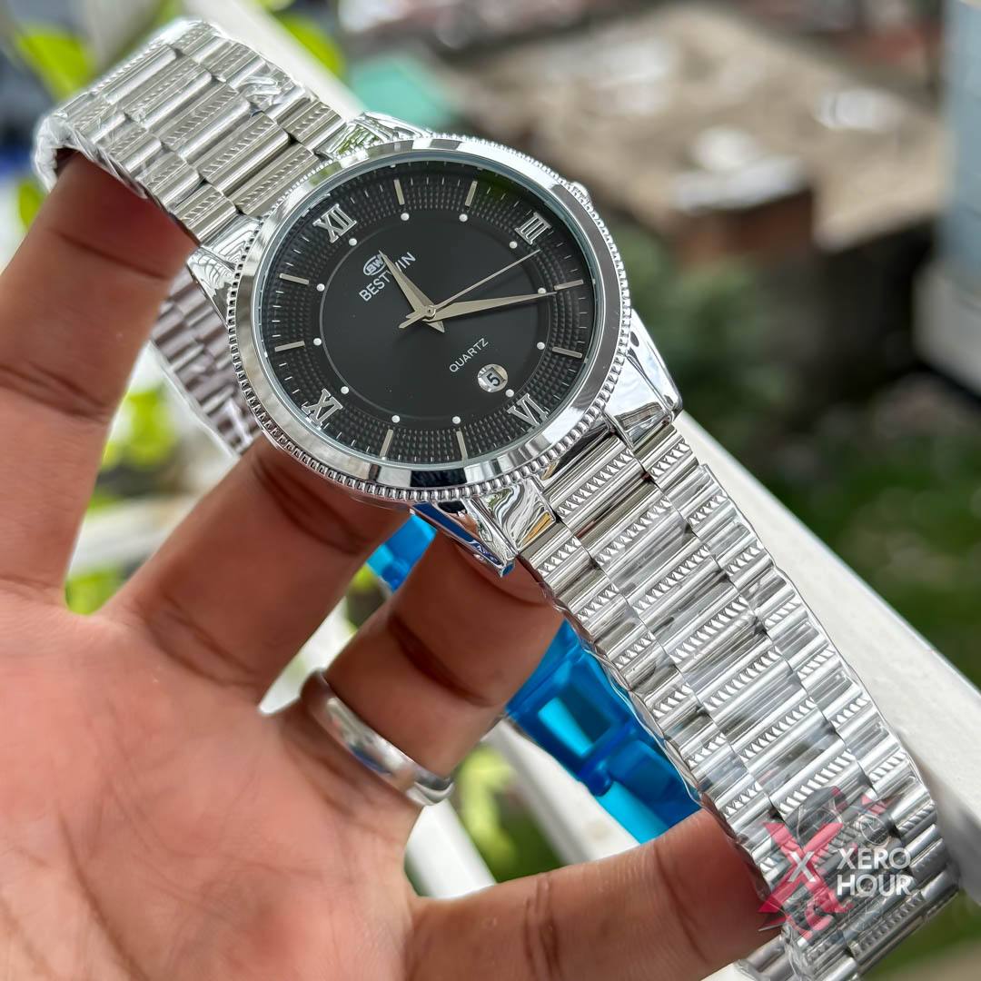 Bestwin BW232 || Formal Watch || Single Tone Black dial_img_2