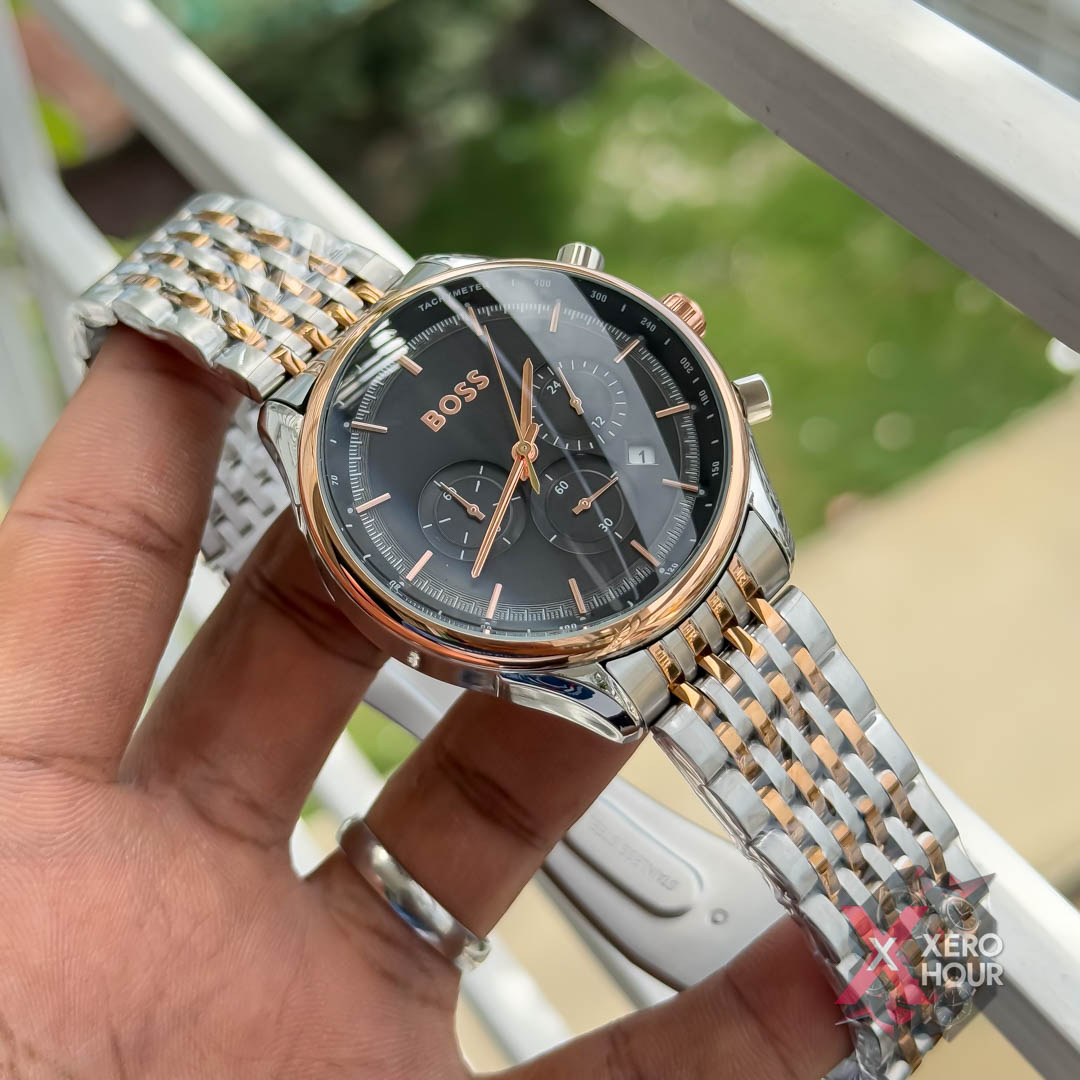 Hugo Boss Chronograph | Dual Tone Rose Gold Black Dial_img_2