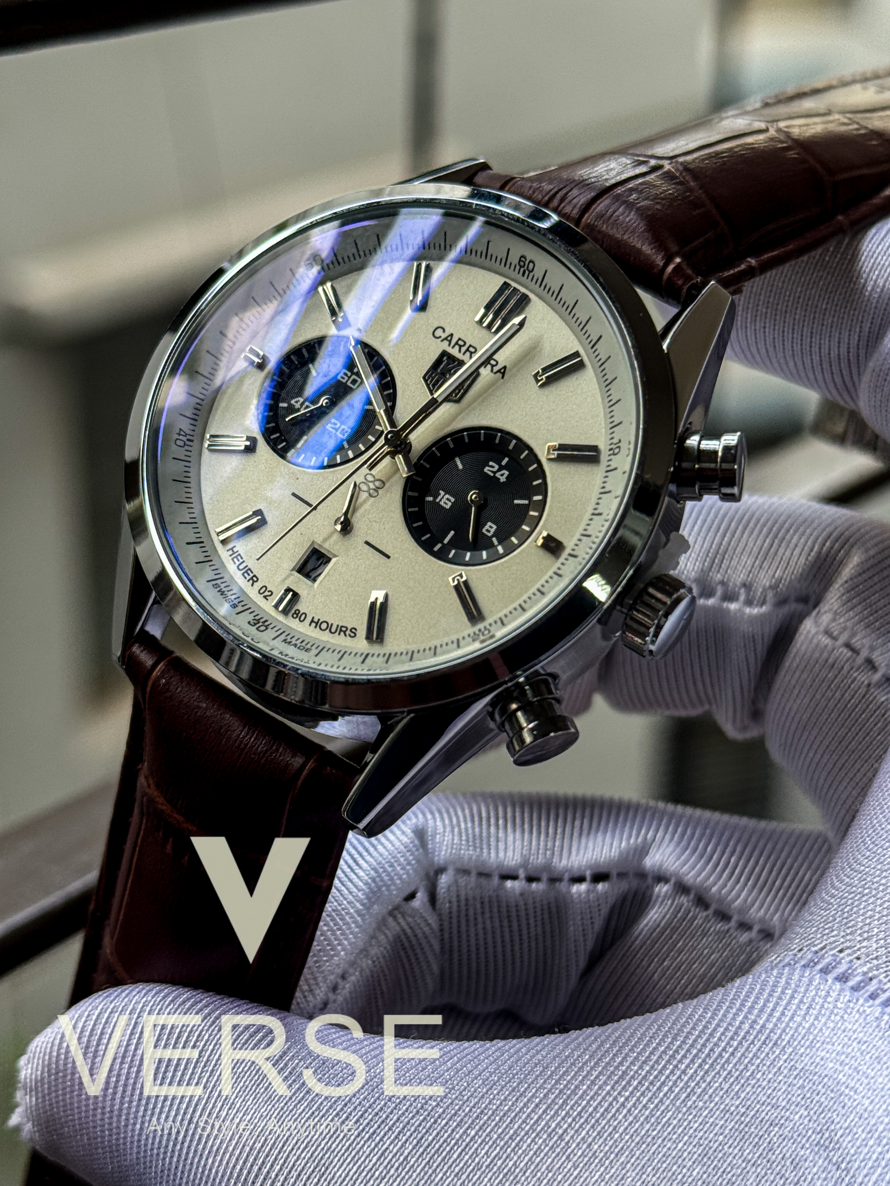 Tagheuer heuro 02 brown belt white dial AA