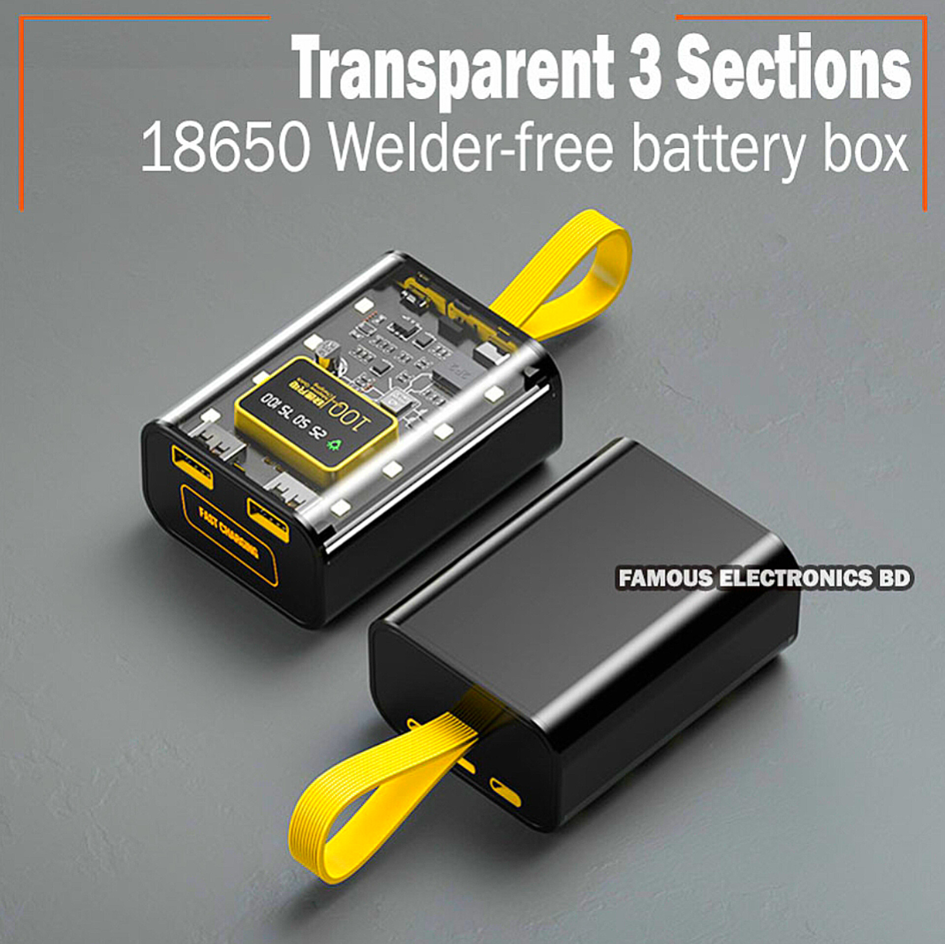 18650 Battery Charger Case Cool DIY Power Bank Box Fast Charging Case With Night Light Charging Power Bank Case