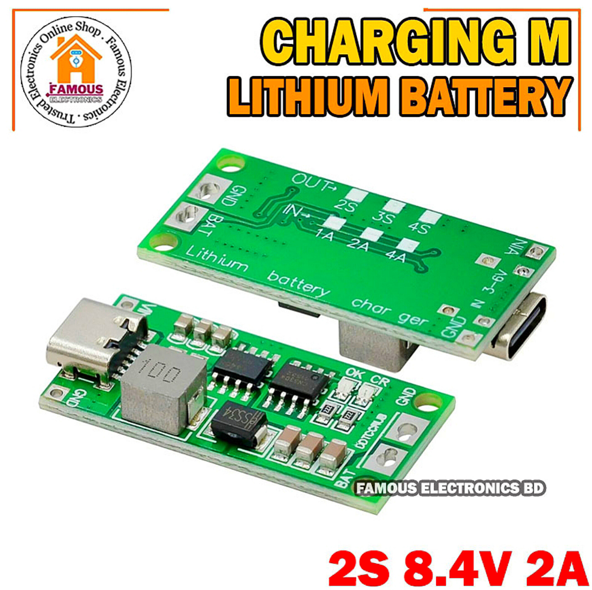 Multi-Cell 2S 2A Type-C To 8.4V Step-Up Boost Lipo- Polymer Li-Ion Charger 7.4V 18650 Lithium Battery_img_5