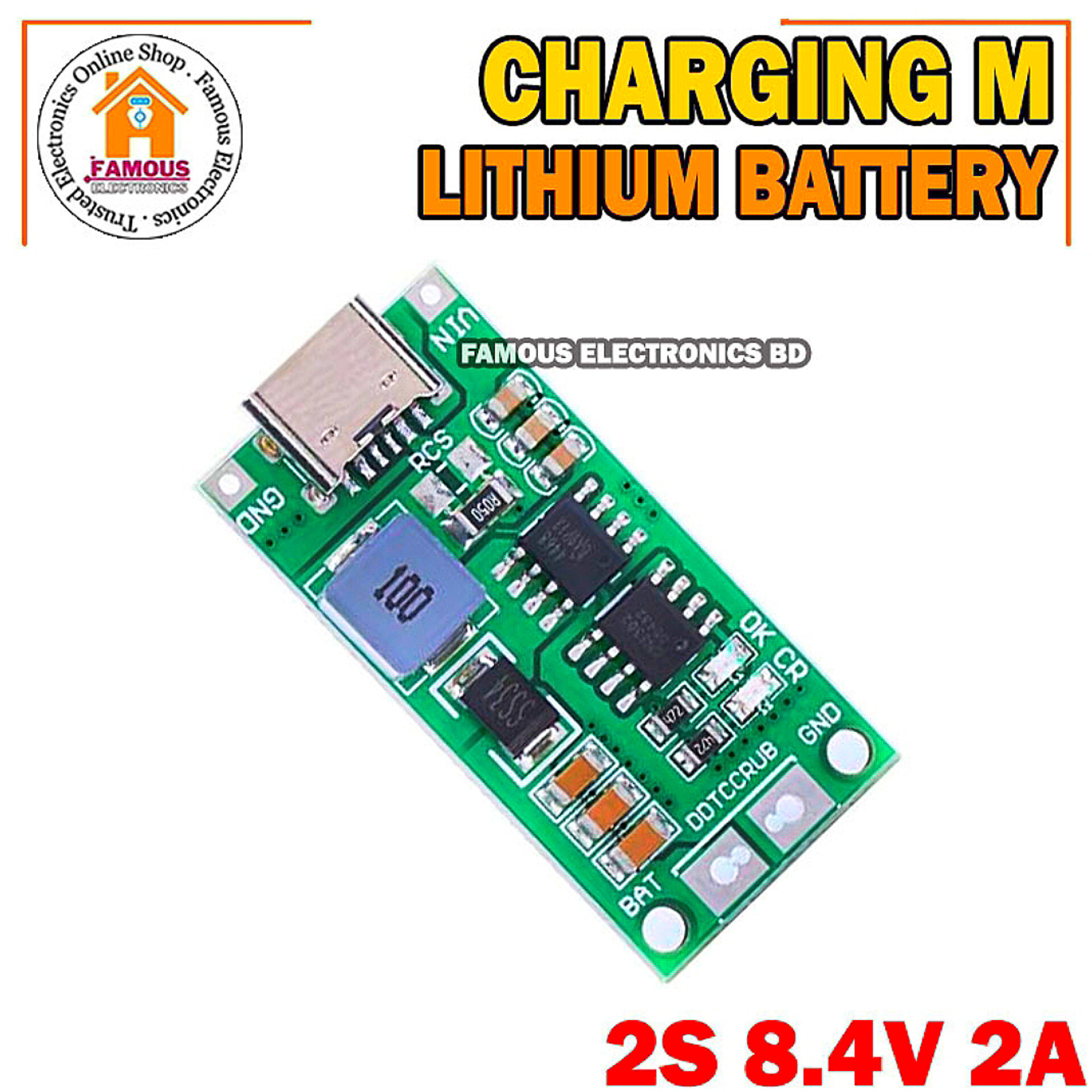 Multi-Cell 2S 2A Type-C To 8.4V Step-Up Boost Lipo- Polymer Li-Ion Charger 7.4V 18650 Lithium Battery_img_1