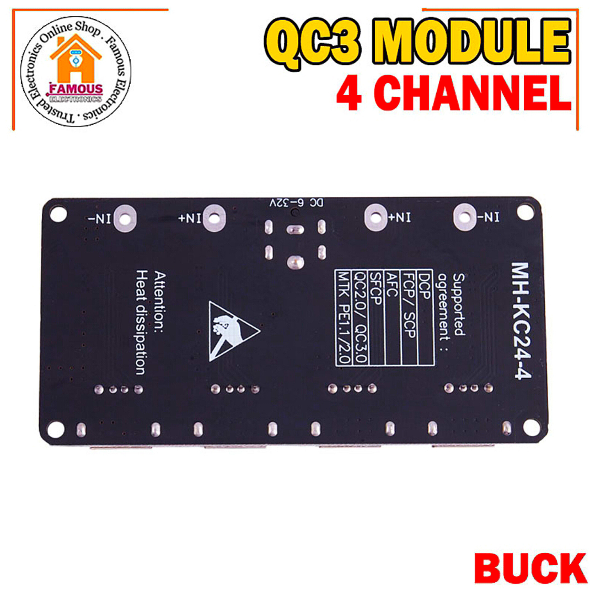 USB 4Channel QC3.0 QC2.0 DC-DC Buck Converter Charging Step Down Module 6-32V 9V 12V 24V to Fast Quick Charger Circuit Board 5V_img_4