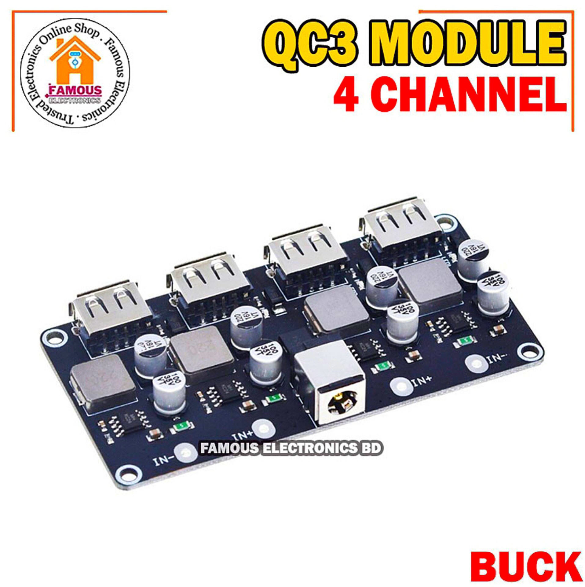 USB 4Channel QC3.0 QC2.0 DC-DC Buck Converter Charging Step Down Module 6-32V 9V 12V 24V to Fast Quick Charger Circuit Board 5V_img_3