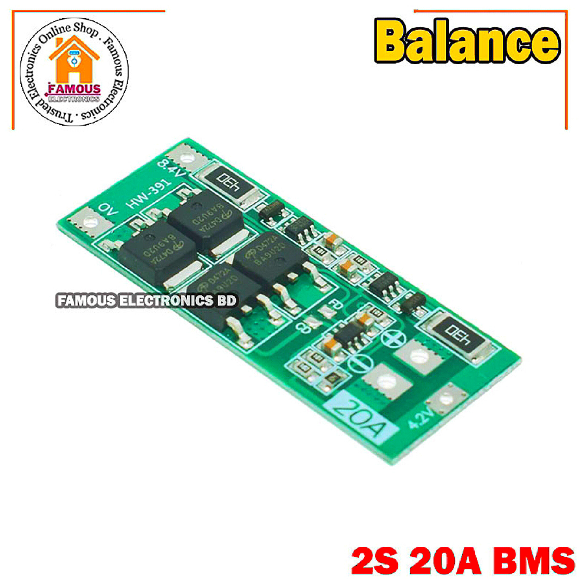 2S BMS 20A Circuit Module 8.4v Li-Ion Battery Protection Board-Balance_img_4