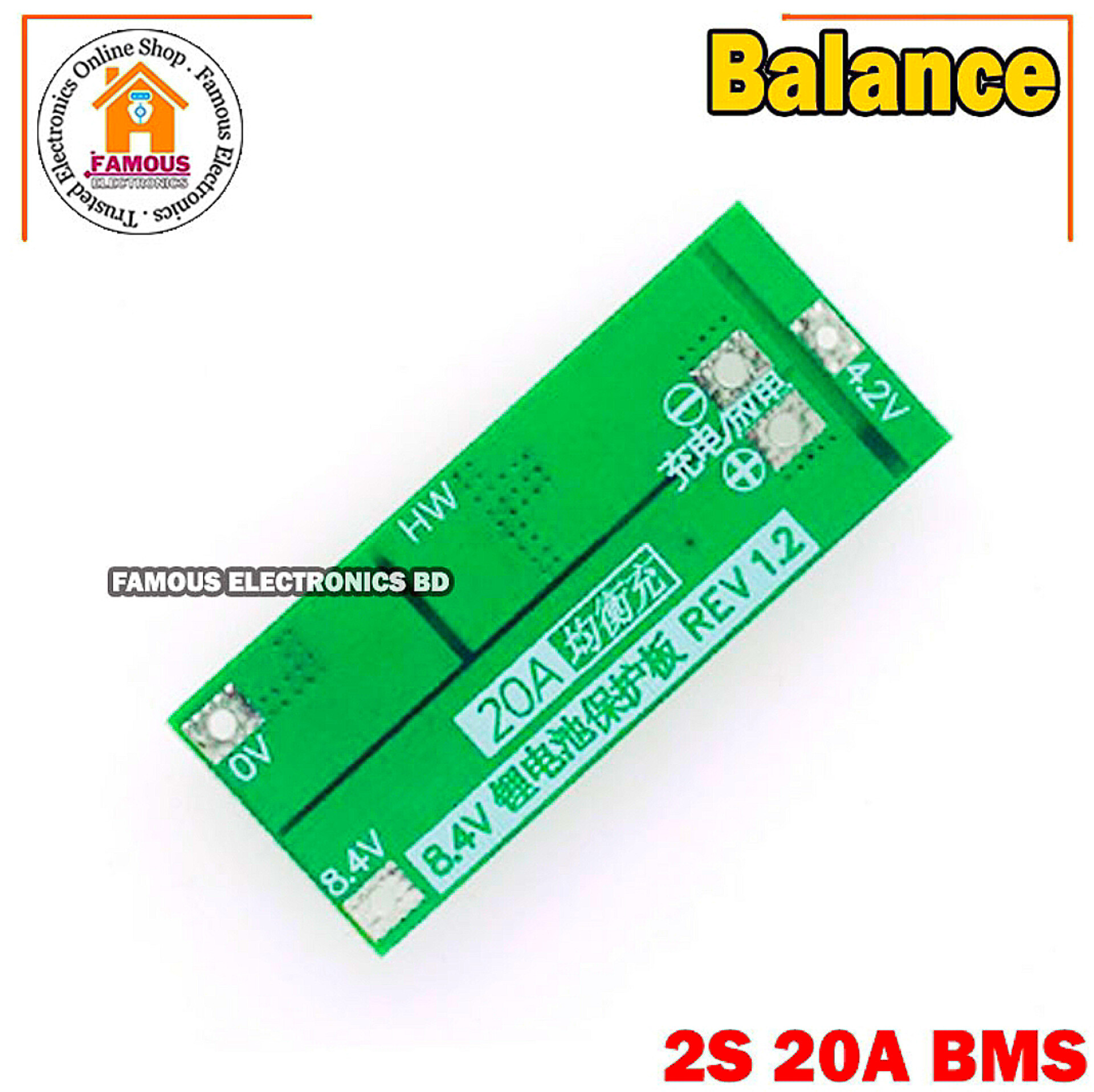 2S BMS 20A Circuit Module 8.4v Li-Ion Battery Protection Board-Balance_img_2