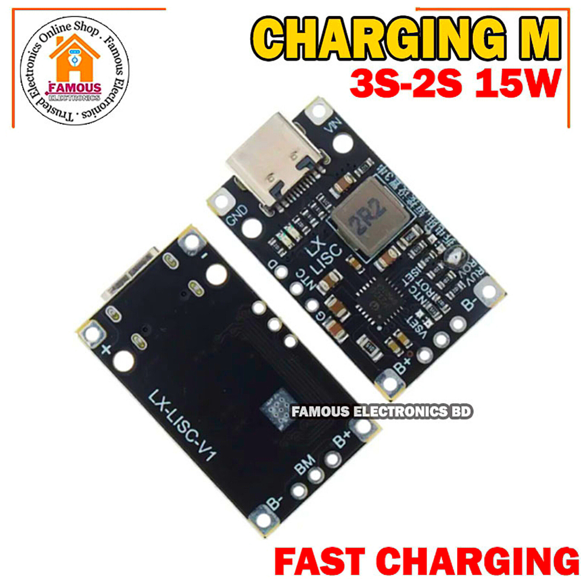 Type-C USB 2S/3S BMS 15W 8.4V 12.6V 1.5A Lithium Battery Charging Boost Module With Balanced Support Fast Charge With Indicator_img_6