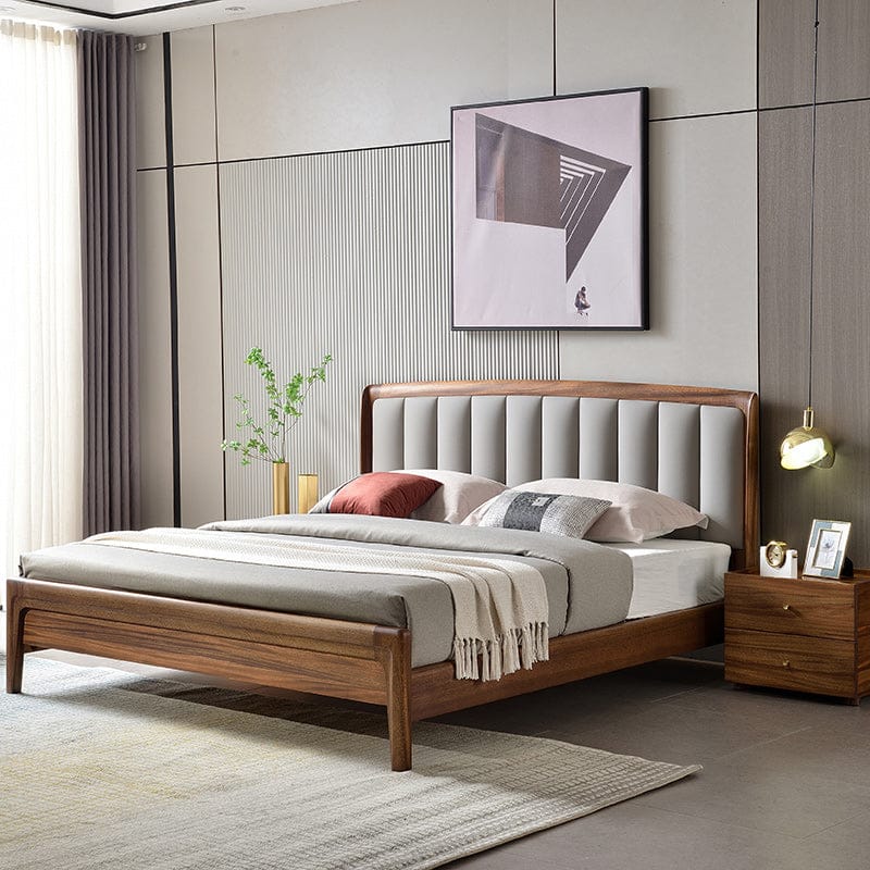 Solid Mahogany Modern Upholstered Bed WCF-Code-BD-912