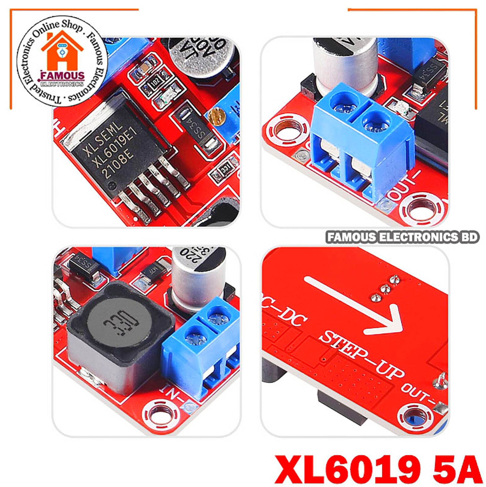 5A DC-DC Step Up Power Module Boost Volt Converter 3.3V-35V To 5V 6V 9V 12V 24V XL6019_img_7
