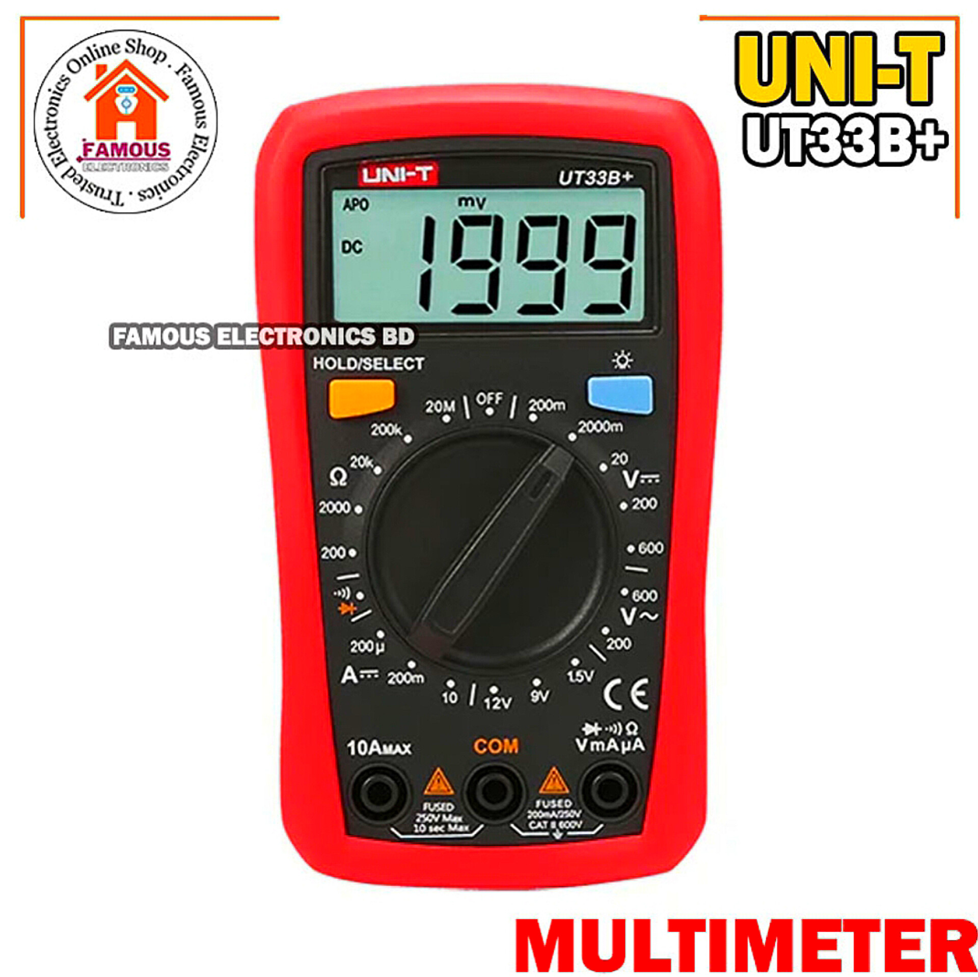 UNI-T UT33B+ Digital Multimeter AC DC Resistance Frequency Auto Range Meter_img_4
