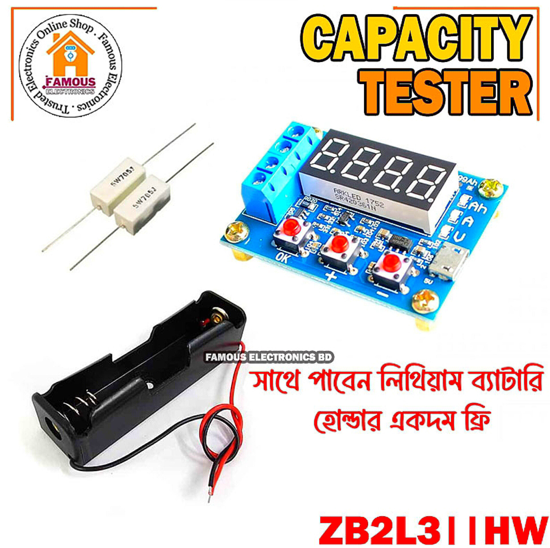 ZB2L3 / HW Battery Capacity Tester LED Digital Display 1.2V ~12V 18650 Lithium Battery Power Supply Test Resistance Lead-acid Capacity Discharge Meter_img_5
