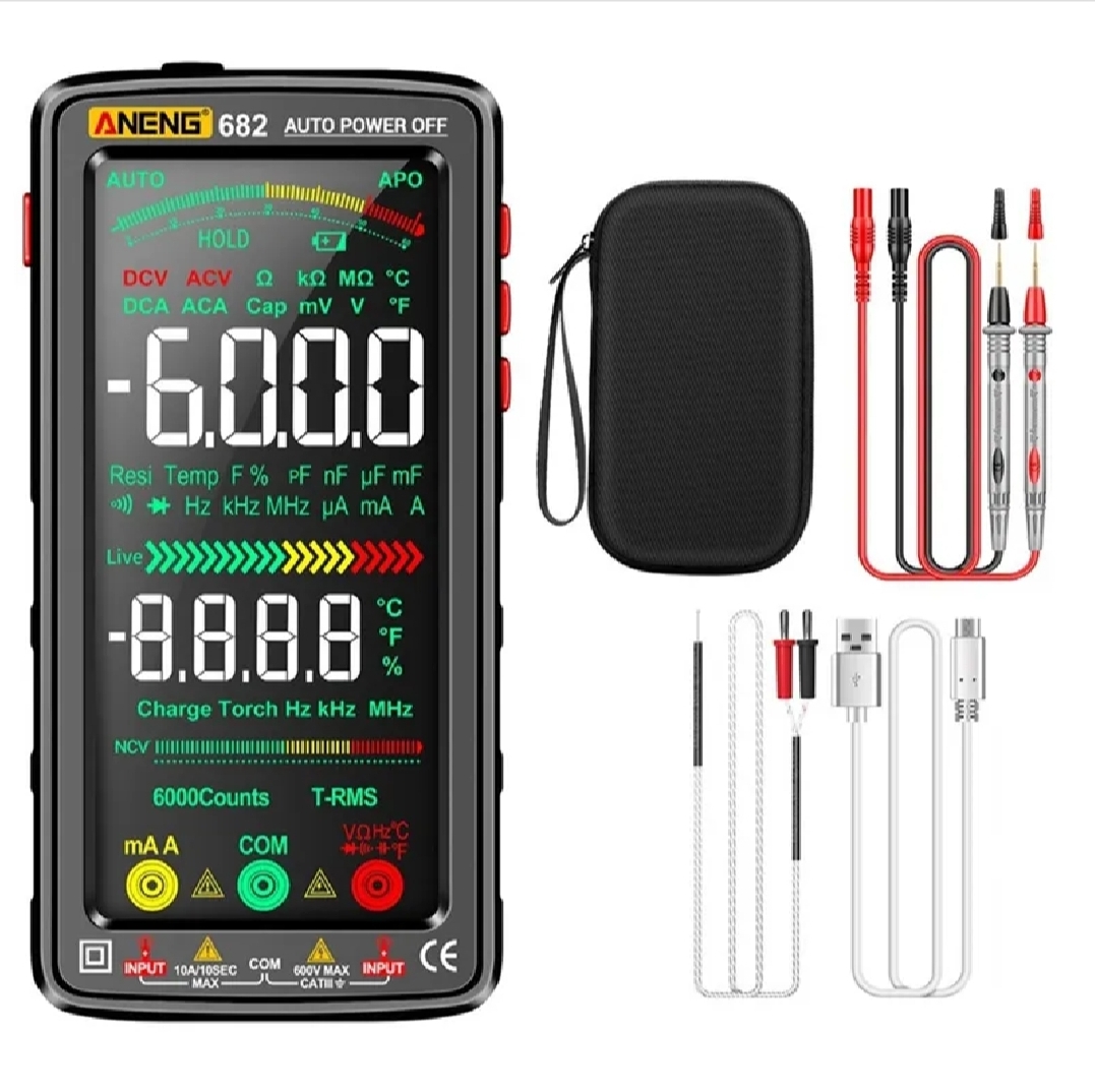 ANENG 682 Smart Digital Multimeter6000 Counts | TRMS | Rechargeable Touch Screen Tester