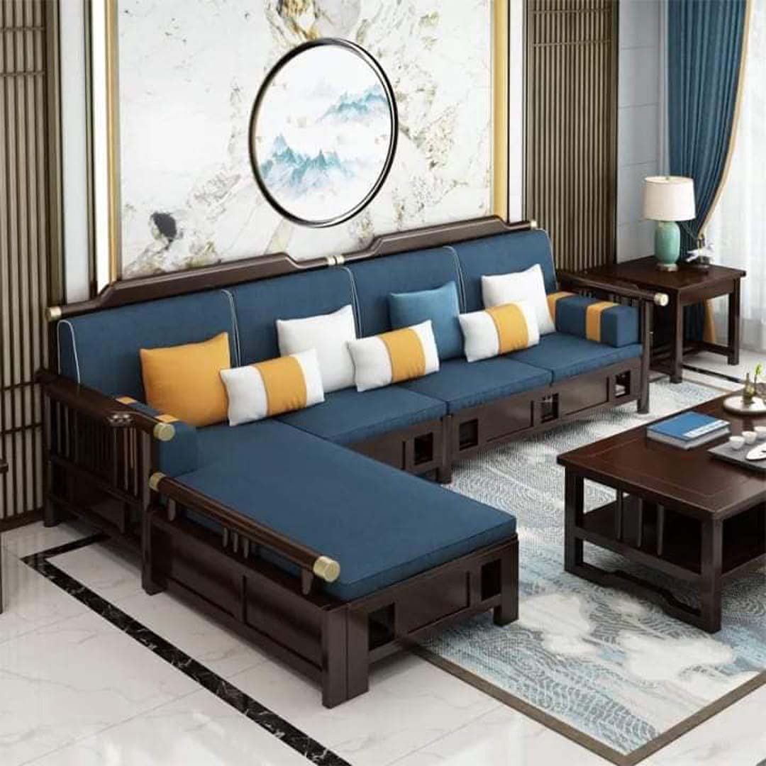 Premium L-Shape Mahogany Sofa Set – WCF-Code-SF-507