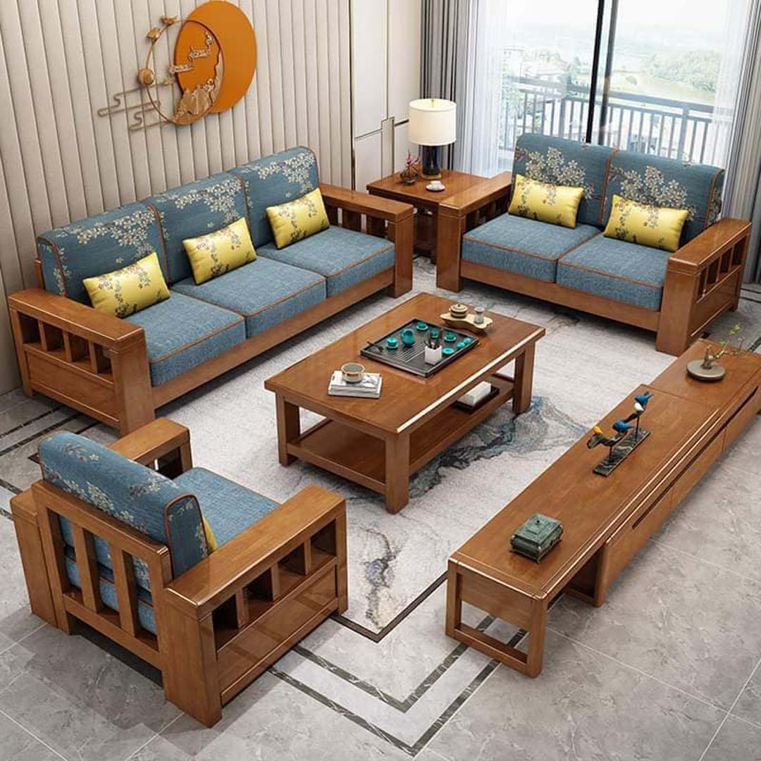 Modern Wooden Sofa Set with Center Table | Premium Solid Wood Furniture BD | WCF-Code-SF-501_img_2
