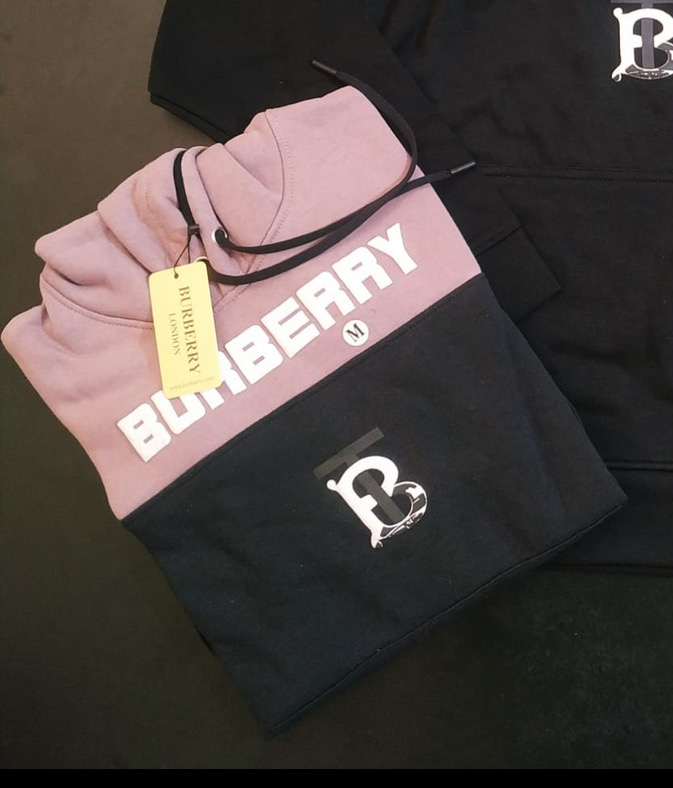Men Burberry Hoodie Pink & Black Color_img_0