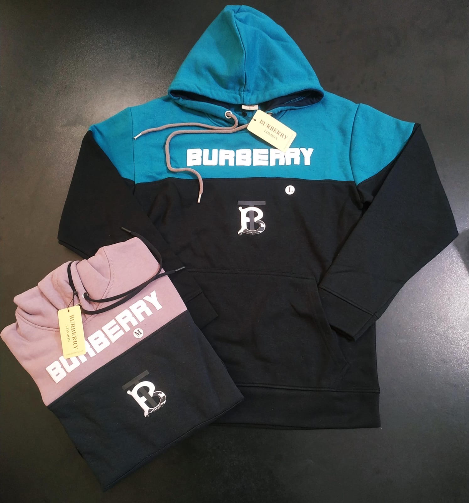 Men Burberry Hoodie Pink & Black Color_img_1