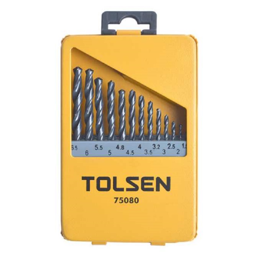 Tolsen 13pcs HSS Twist Drill Bits Set (1.5-6.5MM) with Hard Case 75080
