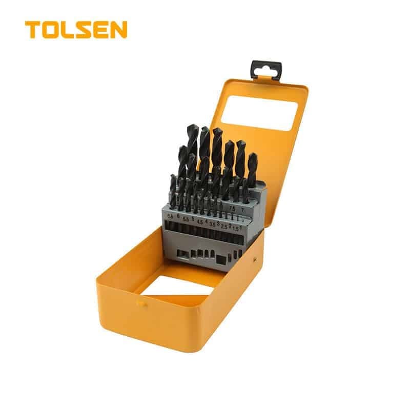 TOLSEN 25pcs HSS High Speed Twist Drill Bits Set (1.5-13MM) w/ Hard Case 75082
