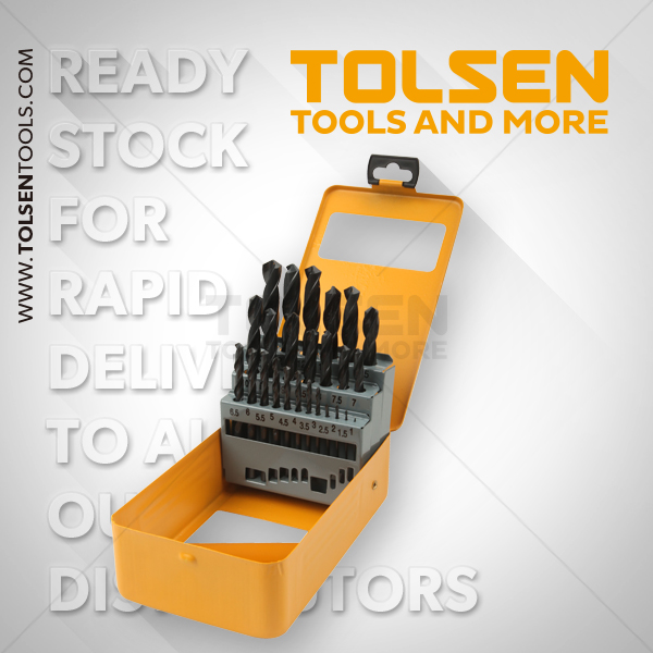 TOLSEN 25pcs HSS High Speed Twist Drill Bits Set (1.5-13MM) w/ Hard Case 75082_img_2