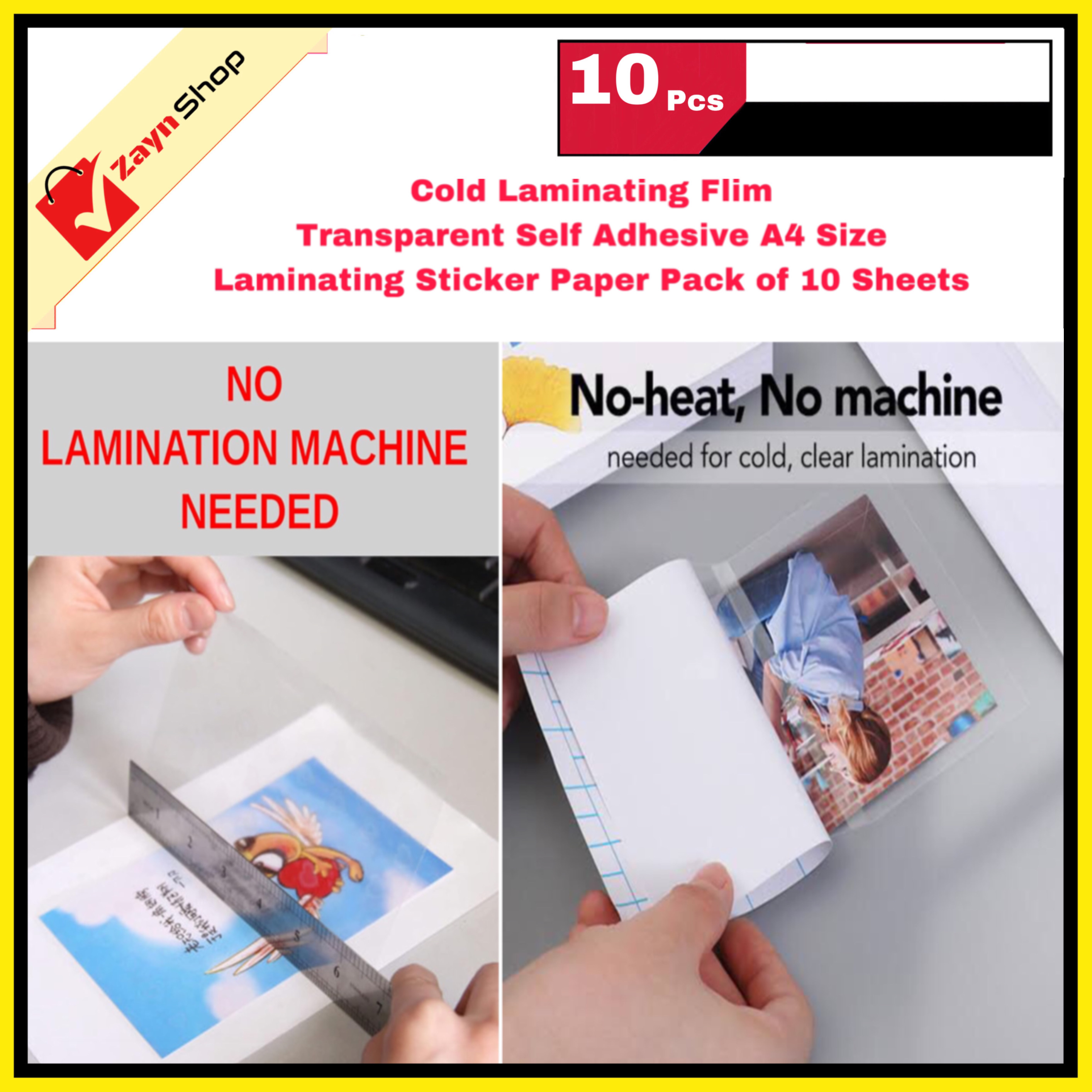 Cold Laminating Flim Transparent Self Adhesive A4 Size Laminating Sticker Paper Pack of 10 Sheets_img_0