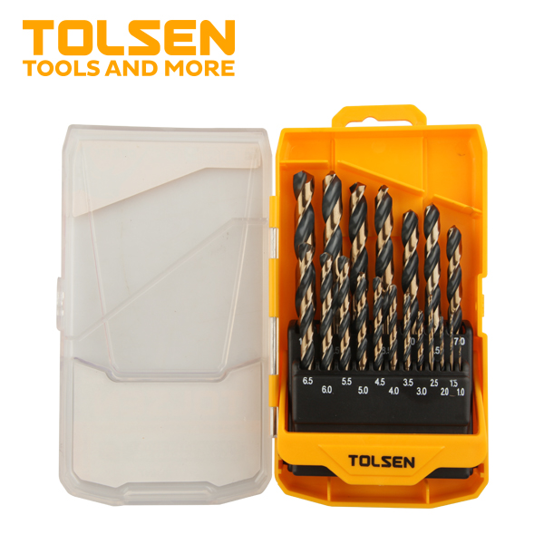 TOLSEN 19pcs Industrial Black and Gold HSS Drill Bit Set (1.0-10.0MM) Fractional Straight Shank 75086_img_1