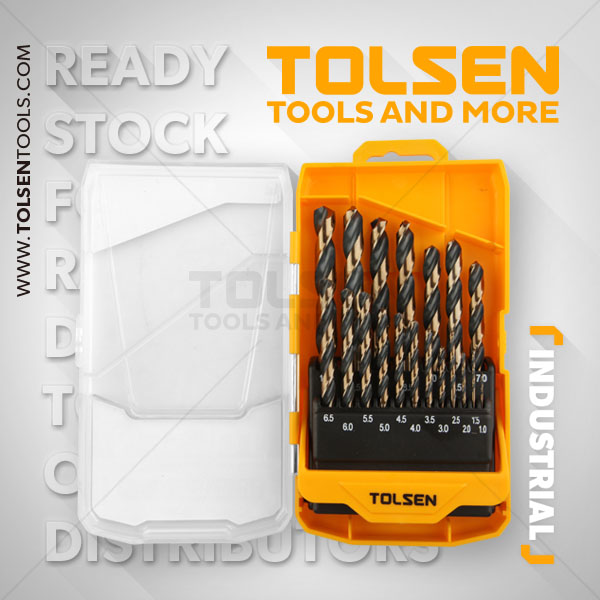 TOLSEN 19pcs Industrial Black and Gold HSS Drill Bit Set (1.0-10.0MM) Fractional Straight Shank 75086_img_2