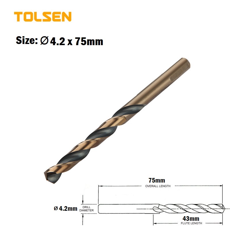TOLSEN 10pcs Black & Gold HSS Drill Bits ( 1 | 1.5 | 2 | 2.5 | 3 | 3.2 | 3.5 | 4 | 4.2 | 4.5 | 4.8 | 5 | 5.5 | 6 mm ) For Metal and Stainless Industrial Grade_img_9