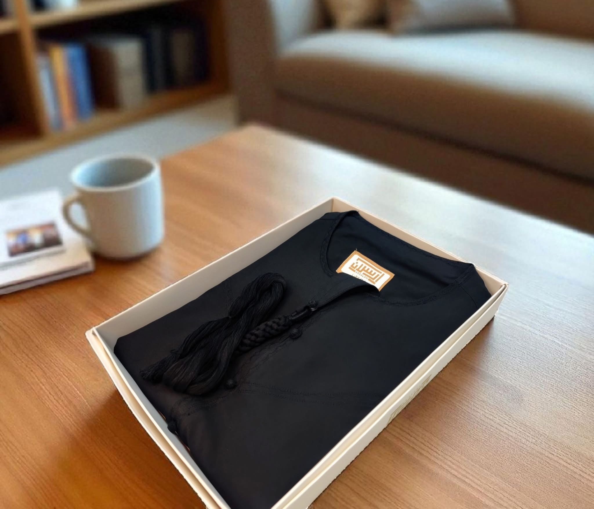 Premium Emirati Thobe No collar - Black_img_1