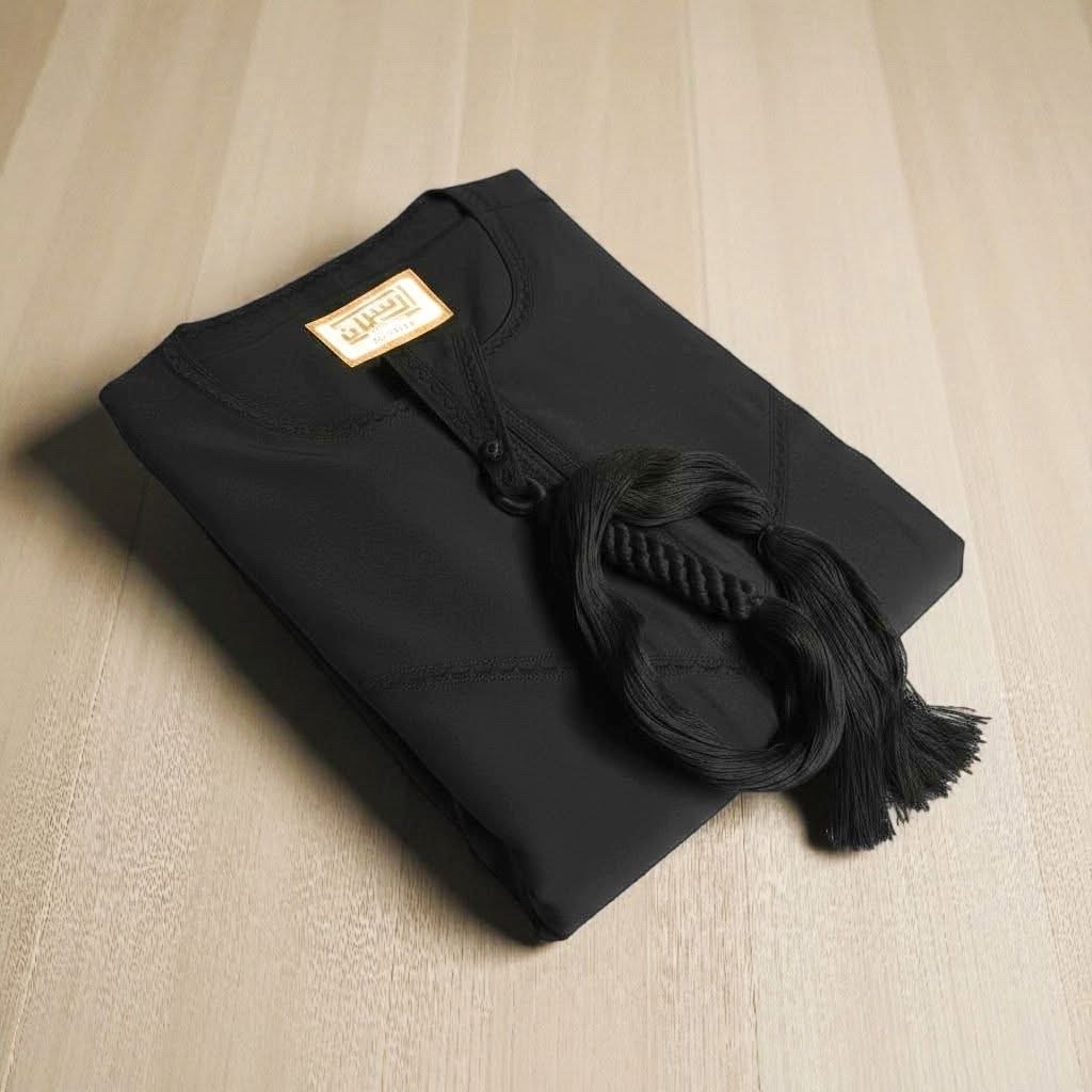 Premium Emirati Thobe No collar - Black_img_0