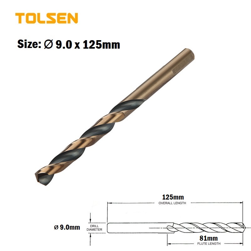 TOLSEN 1pcs Black & Gold HSS Drill Bits ( 6.5 | 7 | 7.5 | 8 | 8.5 | 9 | 9.5 | 10 | 10.5 | 11 | 11.5 | 12 | 12.5 | 13 mm ) For Metal and Stainless Industrial Grade_img_6