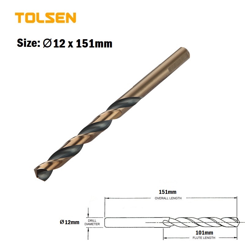 TOLSEN 1pcs Black & Gold HSS Drill Bits ( 6.5 | 7 | 7.5 | 8 | 8.5 | 9 | 9.5 | 10 | 10.5 | 11 | 11.5 | 12 | 12.5 | 13 mm ) For Metal and Stainless Industrial Grade_img_12