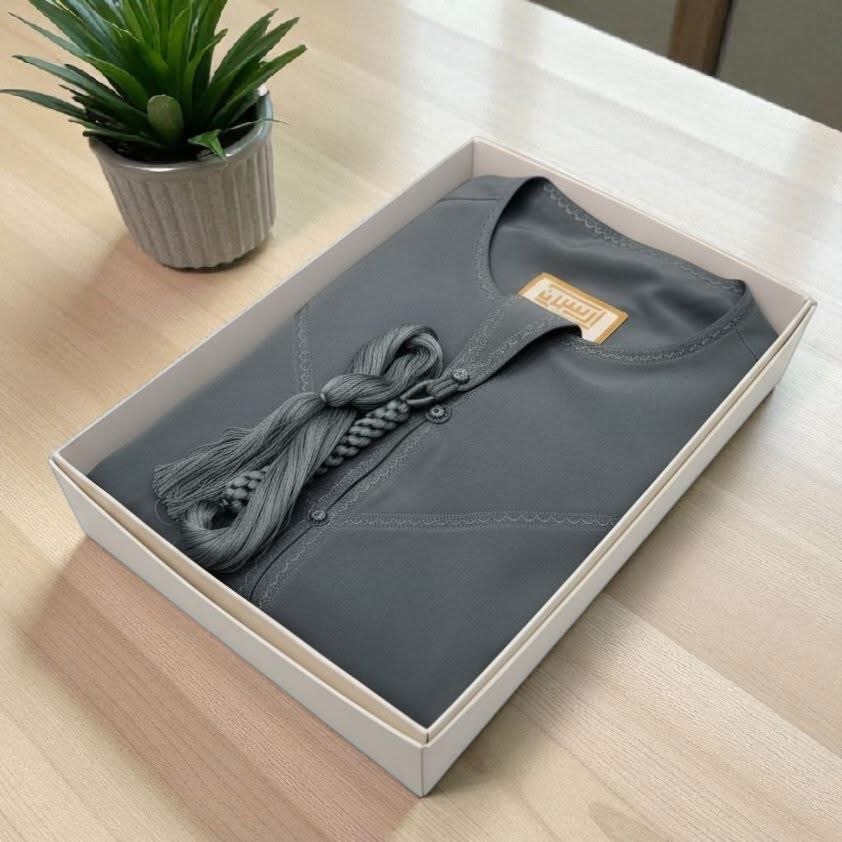 Premium Emirati Thobe No collar - Ash_img_1