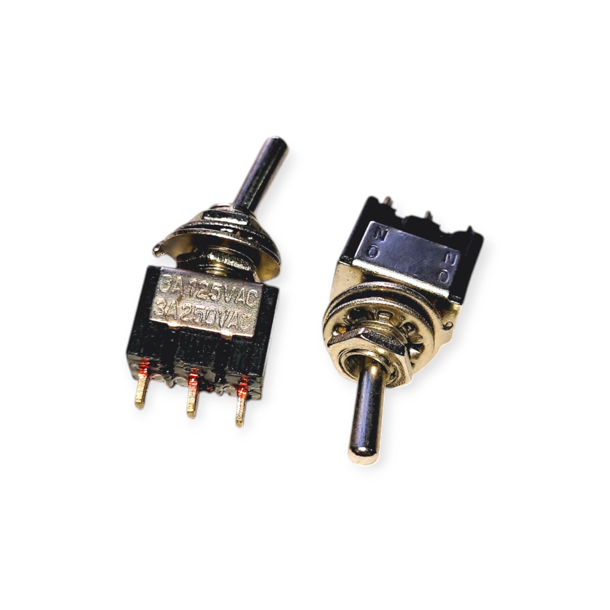 SPDT Mini Toggle Switch 6A/125VAC – 3A/250VAC | ON-OFF-ON 3-Pin Metal Lever Switch
