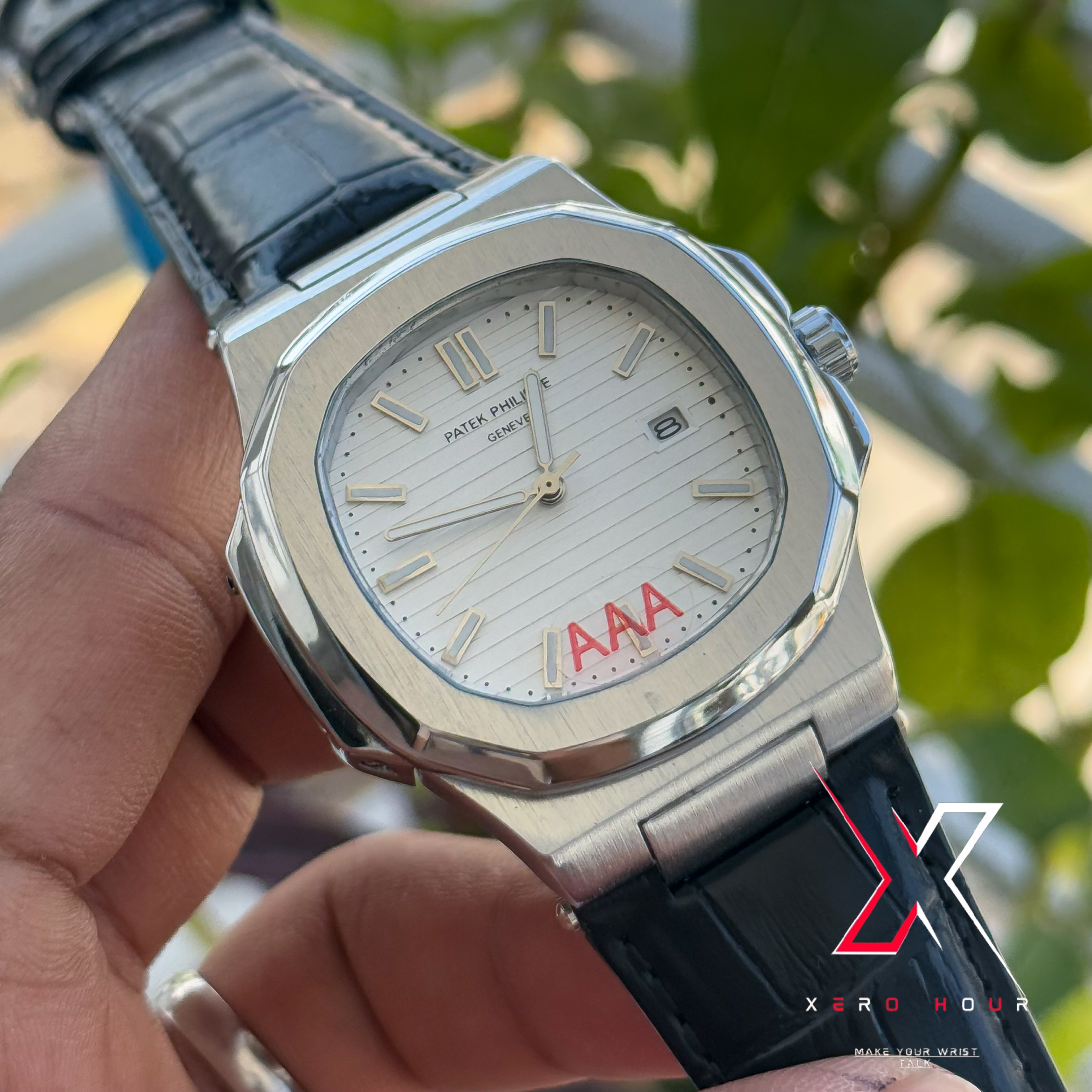 Patek Philippe | Nautilus | Single Tone Leather Belt | White Dial_img_4