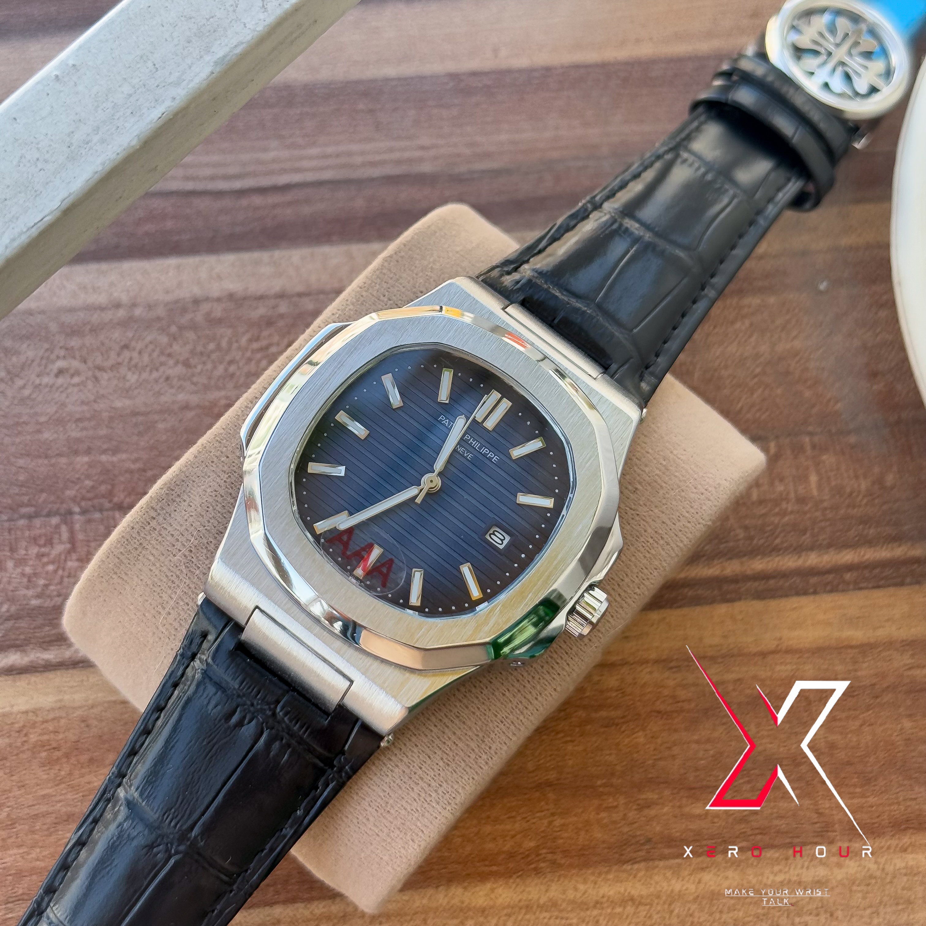 Patek philippe | AA grade | Black Leather betl | Blue Dial_img_0