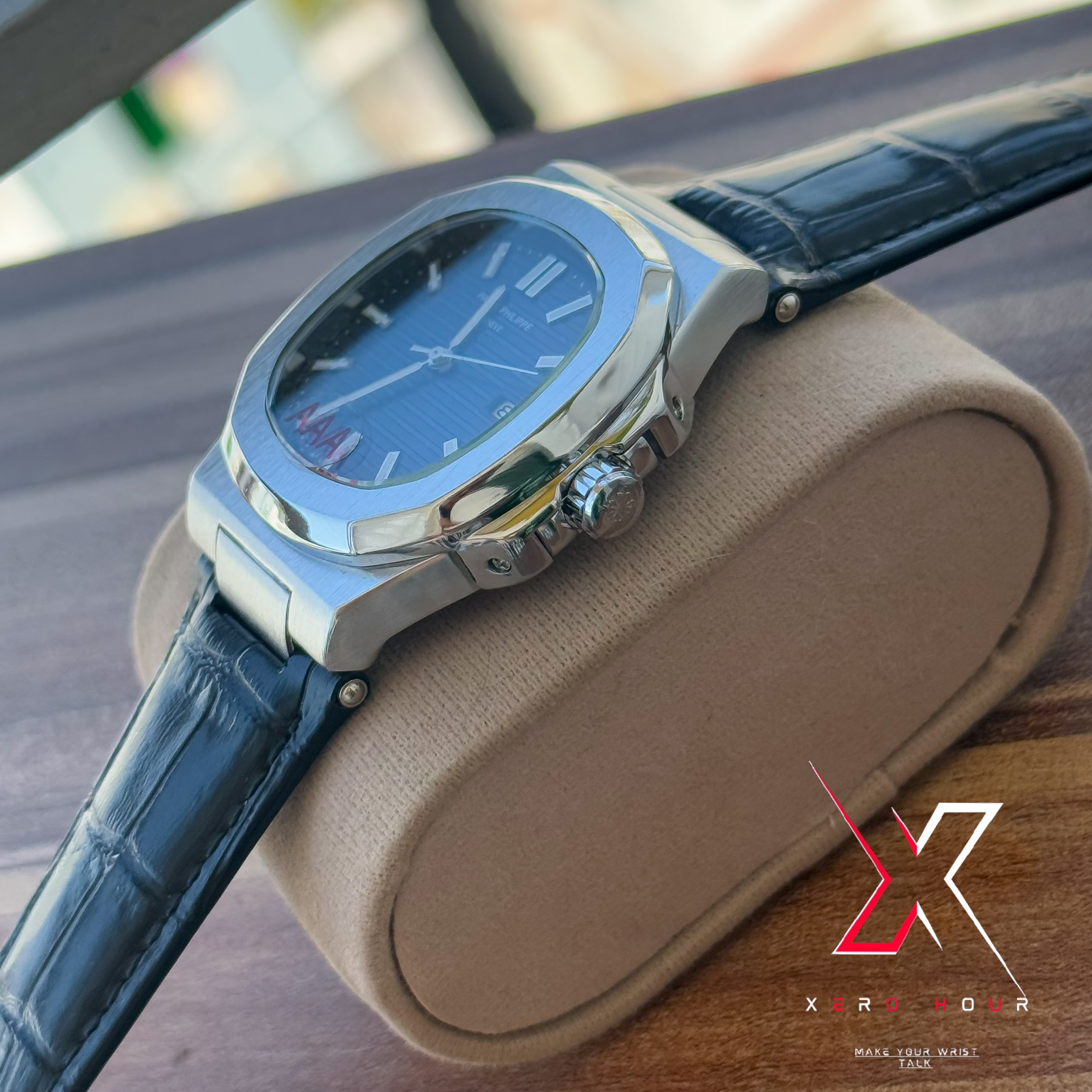 Patek philippe | AA grade | Black Leather betl | Blue Dial_img_3