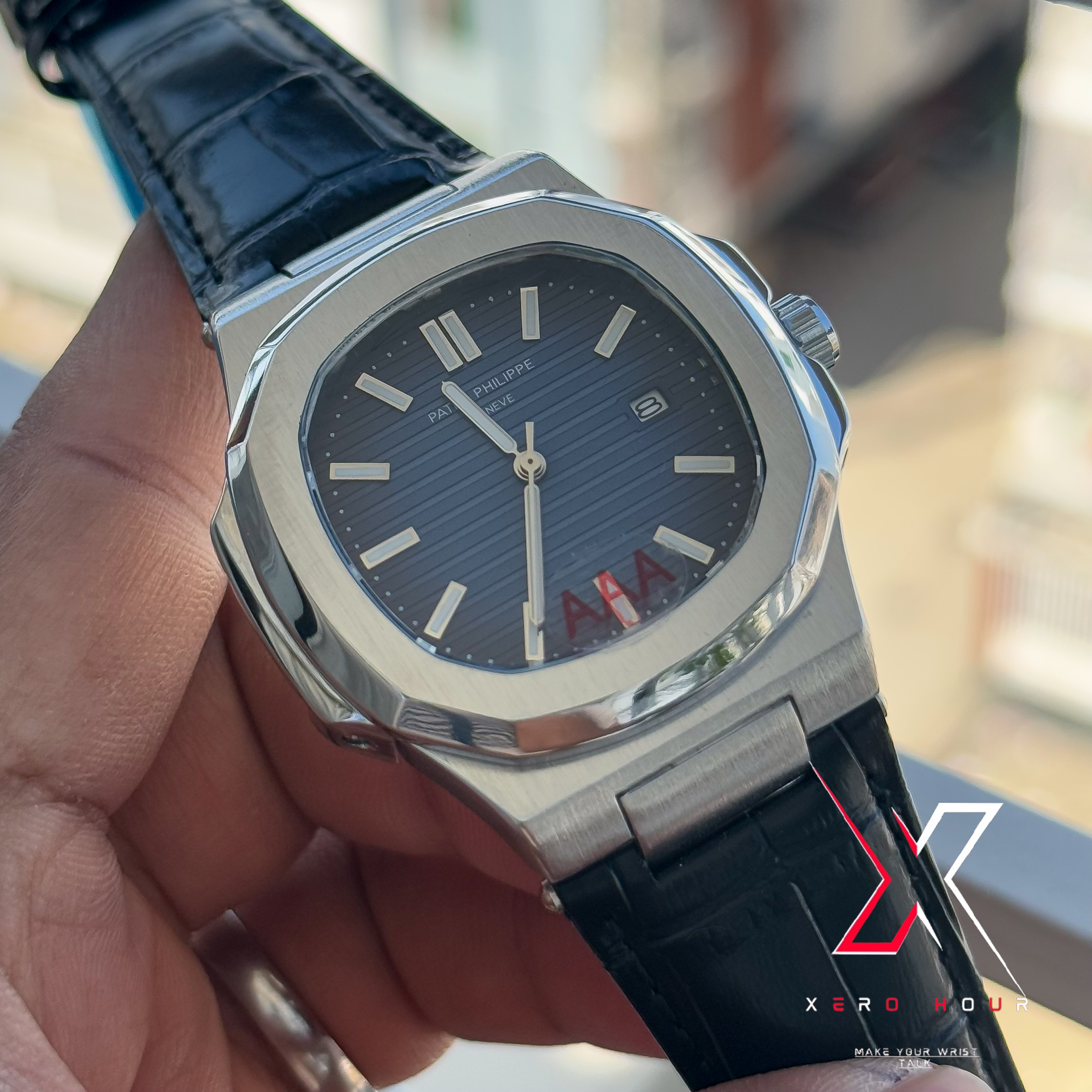 Patek philippe | AA grade | Black Leather betl | Blue Dial_img_4