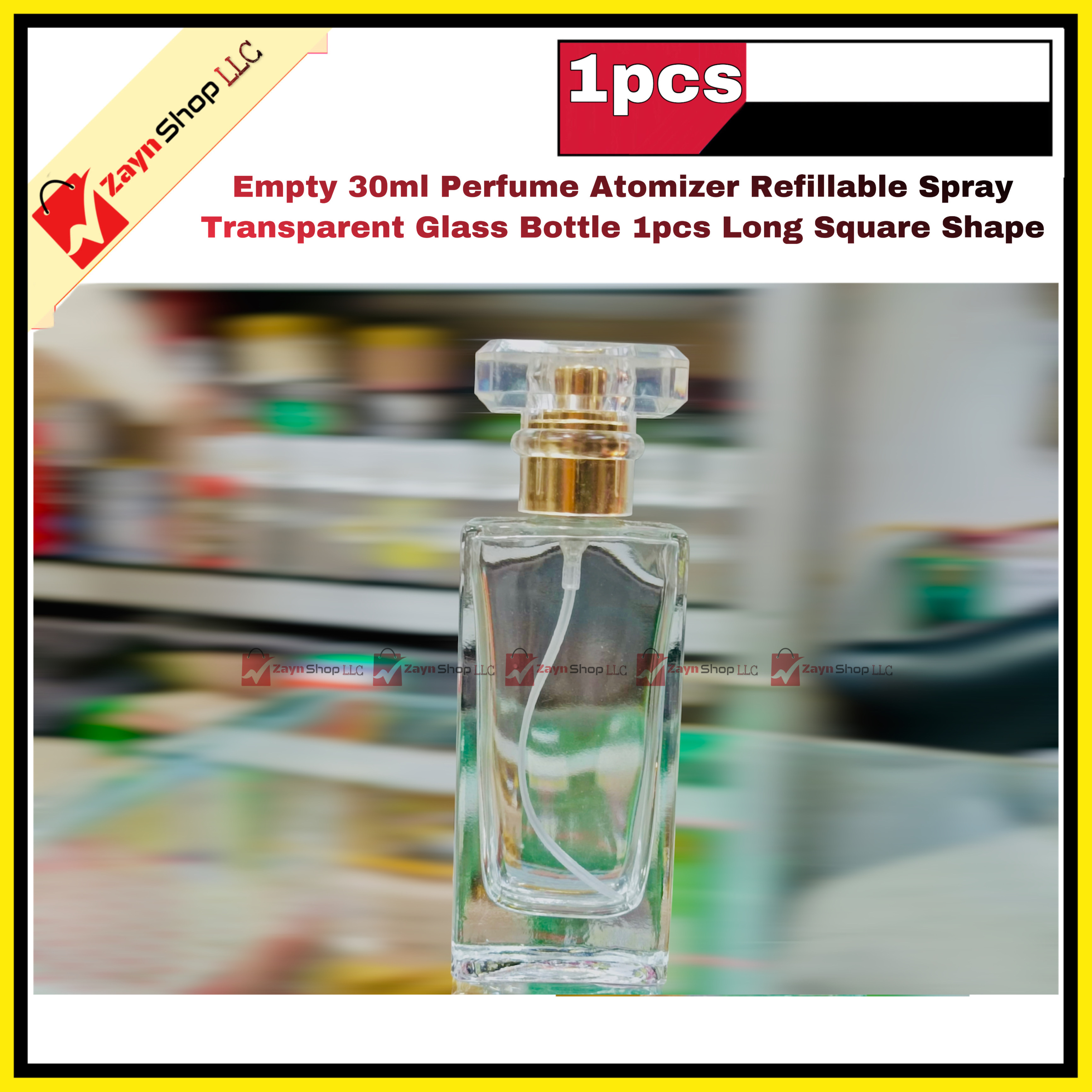 Empty 30ml Perfume Atomizer Refillable Spray Transparent Glass Bottle 1pcs Long Square Shape_img_1