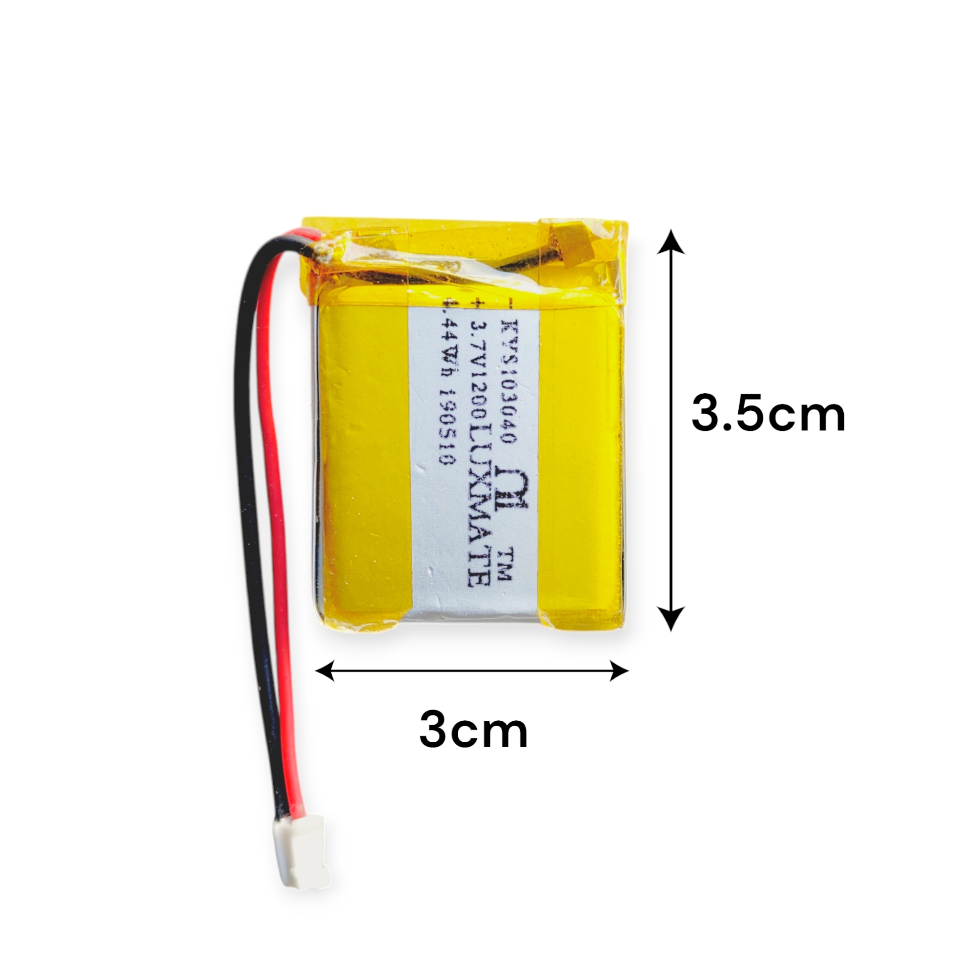 3.7V 1200mAh 103040 Lithium Polymer Battery | Compact Li-Po Rechargeable Cell with Connector