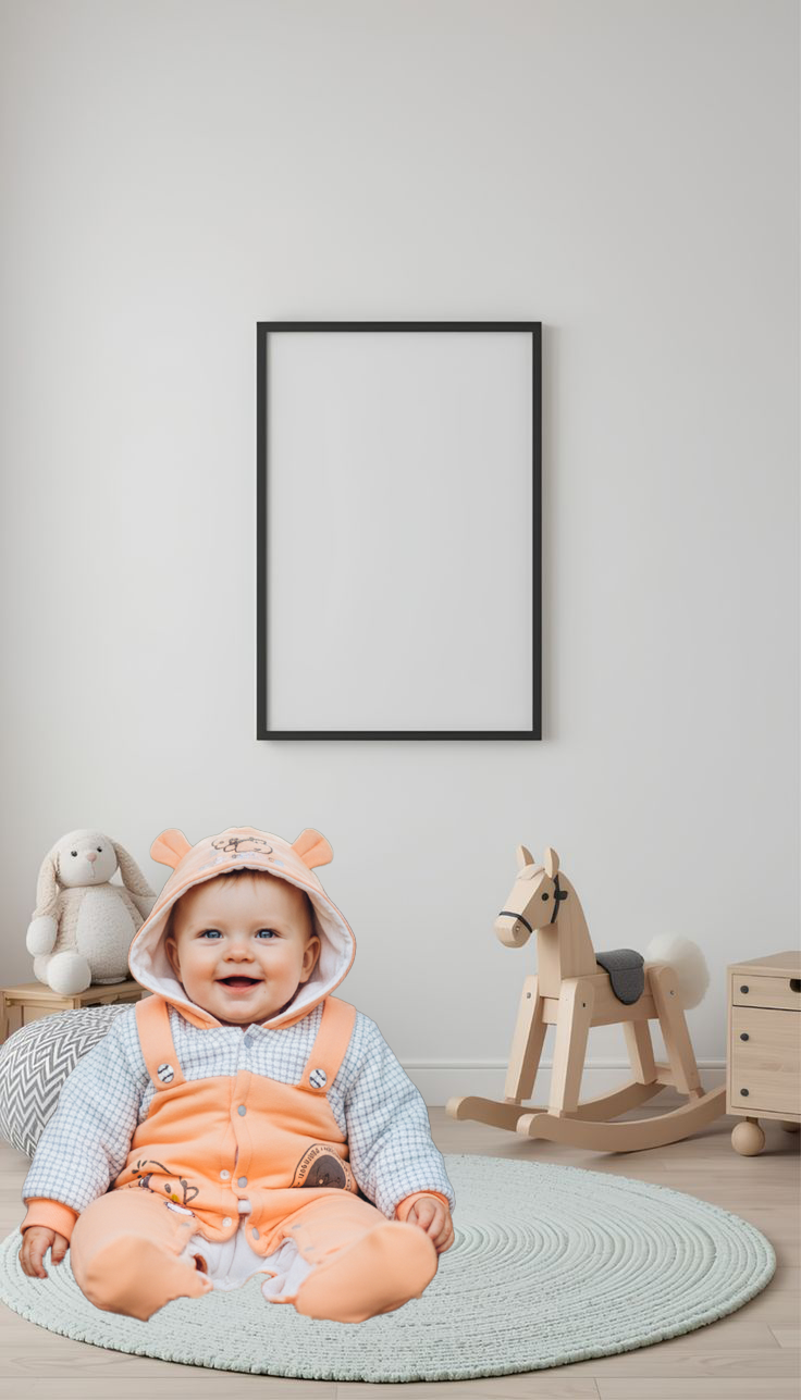 মক-সাসপেন্ডার হুডযুক্ত প্রিমিয়াম কোয়ালিটি রম্পার (০-১২ মাস) - Image 6