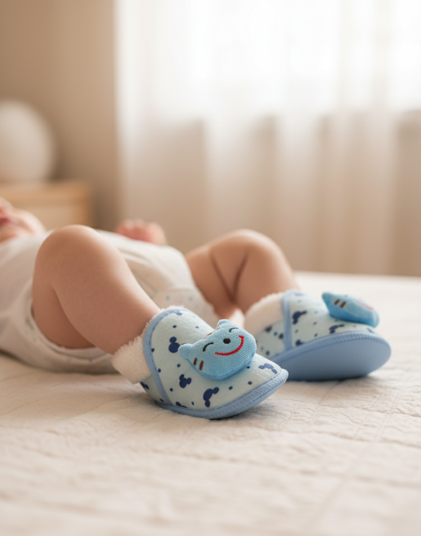 শীতের জন্য বাচ্চাদের আরামদায়ক সফট জুতা - কিউট ক্যাট ডিজাইন (০-১২ মাস) - Image 6