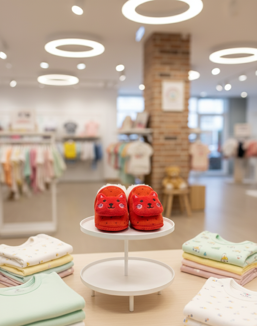 শীতের জন্য বাচ্চাদের আরামদায়ক সফট জুতা - কিউট ক্যাট ডিজাইন (০-১২ মাস) - Image 9