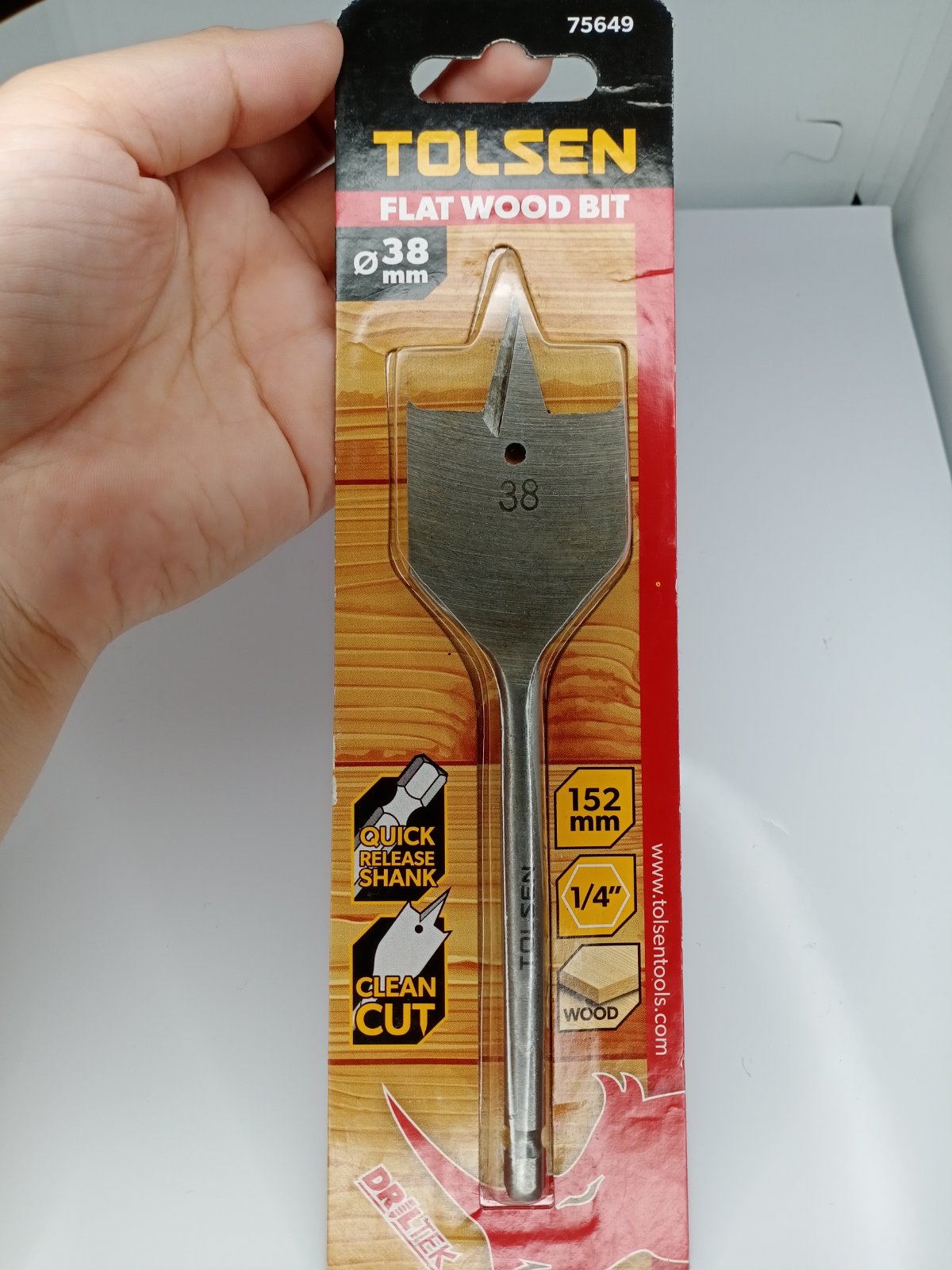 TOLSEN Flat Wood Drill Bit w/ 1/4" Hex Shank ( 12 | 14 | 16 | 18| 19 | 20 | 22 | 25 | 28 | 30 | 32 | 38mm )_img_1