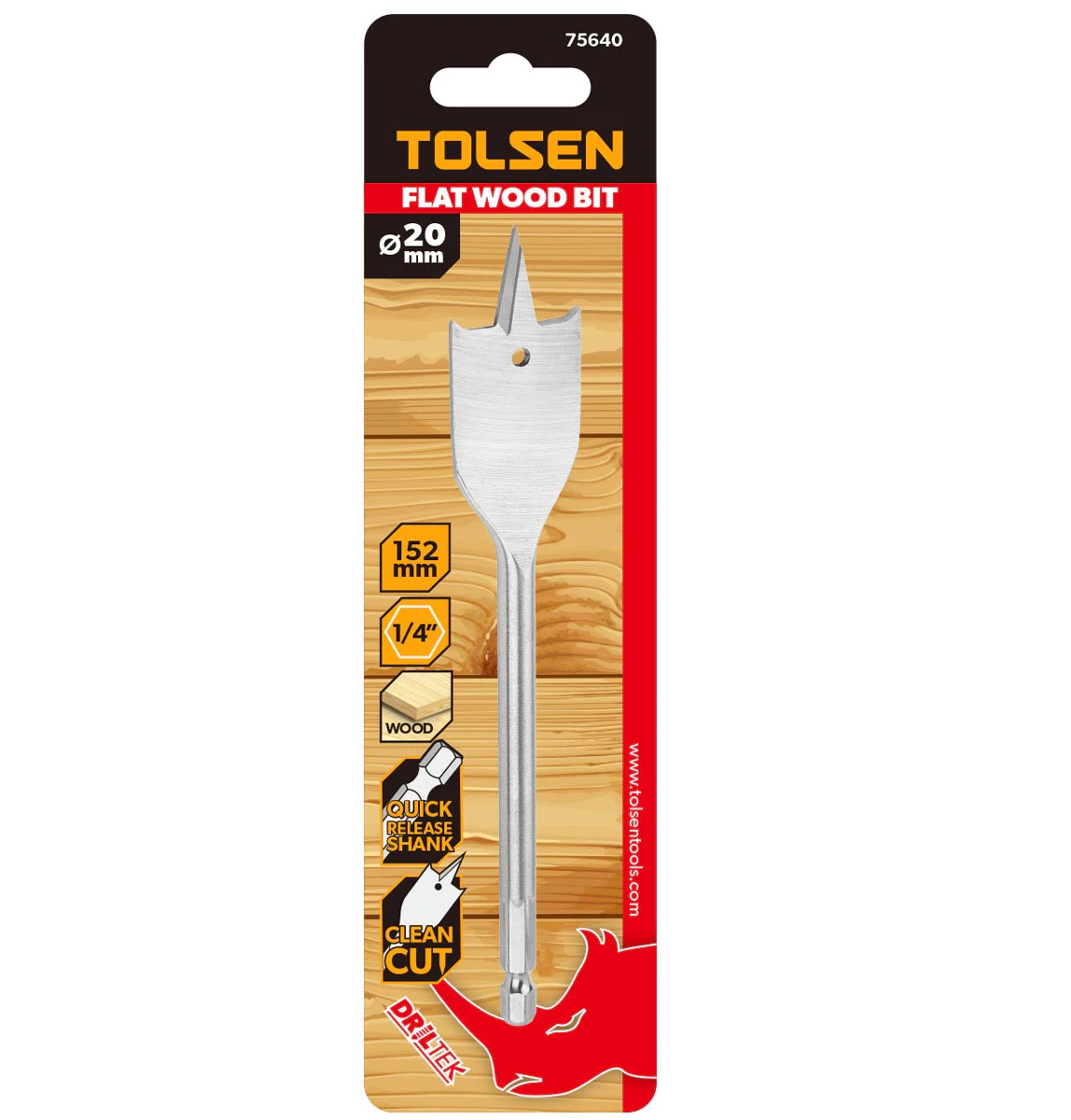 TOLSEN Flat Wood Drill Bit w/ 1/4" Hex Shank ( 12 | 14 | 16 | 18| 19 | 20 | 22 | 25 | 28 | 30 | 32 | 38mm )_img_7